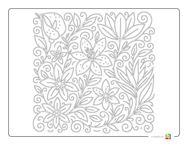 Garden of Flowing Blooms - Free Printable Coloring Page